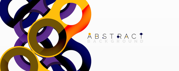 Fototapete - Abstract circle element composition with overlapping circular and tubular shapes featuring smooth gradients, transparency effects, and dynamic layering