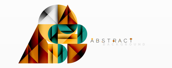 Fototapete - Modern abstract composition with layered circles and angular segments featuring gradients, transparency effects, and a structured geometric layout