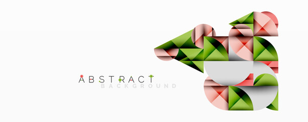Fototapete - Modern abstract composition with layered circles and angular segments featuring gradients, transparency effects, and a structured geometric layout
