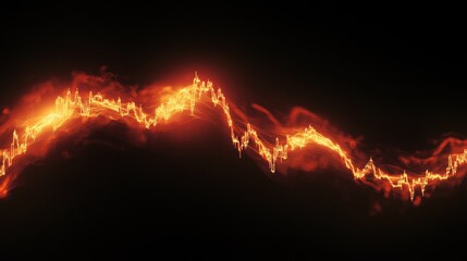 Canvas Print - dynamic orange light wave in abstract form evoking energy and movement on a dark background