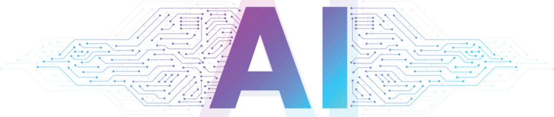 Wall Mural - artificial intelligence logo with circuit board. ai circuit board electronics digital technology. ai