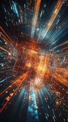 Canvas Print - energetic abstract explosion of light particles with colorful motion in a dark space
