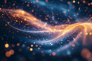 Canvas Print - an enchanting abstract image showcasing bright wave forms with glowing particles and a mesmerizing b