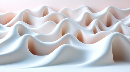 Wall Mural - abstract white waves undulating on pale pink background