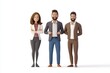 © Focus Zone - 3d illustration. Group of happy business people standing on a white background. Stanley, Emma and Billy