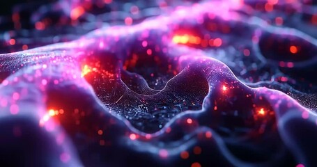 Wall Mural - Abstract Glowing Particle Background With Pink And Purple Waves