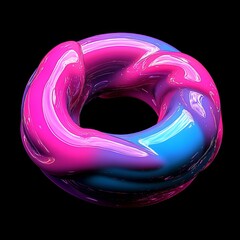 Wall Mural - a round pink and blue swirl picture features a spiral effect set against a black background, incorpo