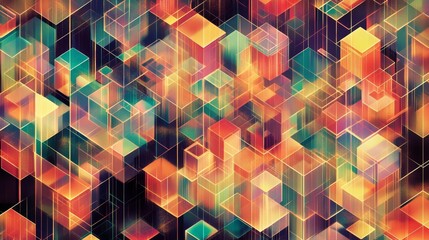 Wall Mural - a colorful image of many different colored cubes