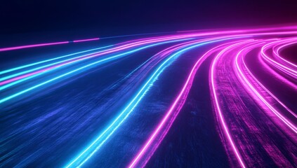 Wall Mural - Abstract Neon Lights Trails Dynamic Background Perfect for Futuristic Technology Concept for Design Purposes and Inspiration for Futuristic Art Illustrations. Illustration of Glow Lines and Curves of