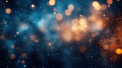 Wall Mural - Blue and gold bokeh lights sparkle in dark space