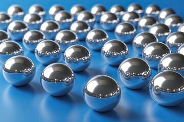 Wall Mural - lustrous silver spheres against vibrant blue backdrop