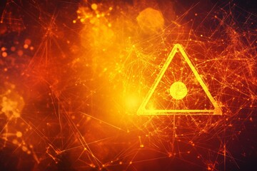 Wall Mural - abstract futuristic design with glowing triangle and circle symbol