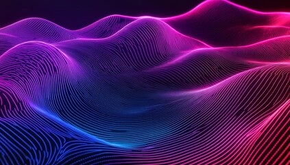 Wall Mural - Abstract Digital Wave Background With Pink Blue Purple Glowing Particles Perfect For Technology And Futuristic Concepts. Background Image.  Digital Art.  Abstract Art.  Technology Background. Neon