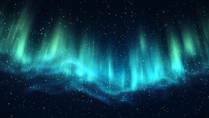 Wall Mural - A captivating display of luminous lights dancing across the night sky, ethereal swirls of green and blue light against a starry background. Perfect for illustrating cosmic phenomena, natural wonders