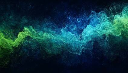 Wall Mural - Abstract Cosmic Nebula Background With Swirling Green And Blue Particles Perfect For Science Fiction And Fantasy Concepts Used As Digital Art For Backgrounds And Wallpapers. Modern And Stylish Design