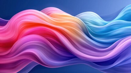 Wall Mural - Colorful fluid waves flowing on blue background