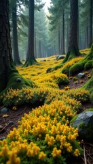 Wall Mural - dense carpet of reindeer lichen in pine forest, forest wildlife, pine forest, alpine ecosystem