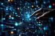 © Sean Hoong - A business professionalâ€™s hand gently touching a holographic interface representing a global business network and real-time data analysis.