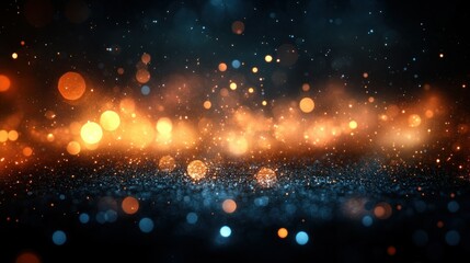 Wall Mural - Glowing embers and sparks on dark background