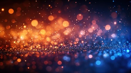 Wall Mural - Glowing orange and blue bokeh lights on dark background