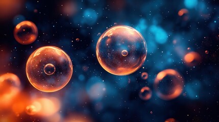 Wall Mural - Glowing spheres float in cosmic nebula