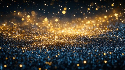 Wall Mural - Gold and blue glitter sparkle dark background