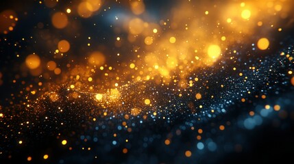 Wall Mural - golden and blue particles swirl in dark space