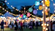 © Iona - Bright, colorful lanterns illuminate a night market scene at a neighborhood block party, filled with excited people enjoying community festivities.