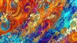 Abstract swirling colors vibrant hues paint texture