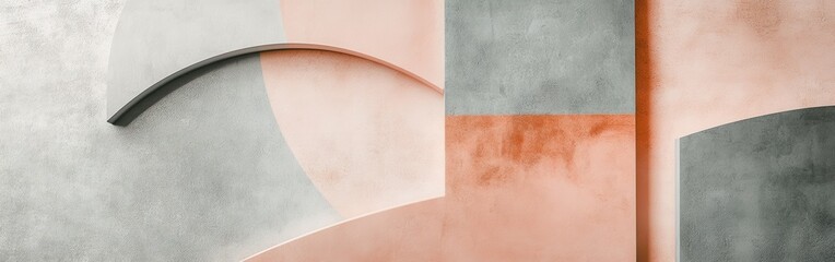 Aufkleber - Soft pastel peach and gray incomplete shapes create a modern abstract composition for artistic decor