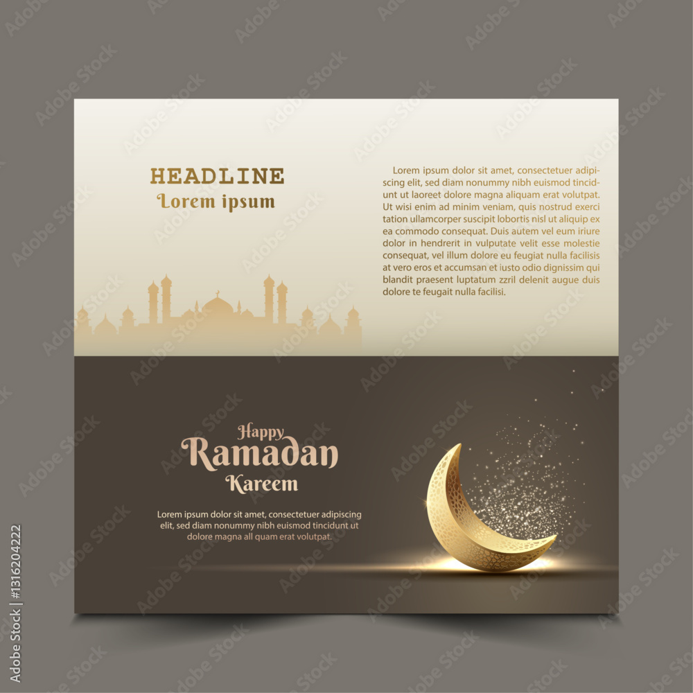 islamic greetings ramadan card design with silhouette mosque and ...