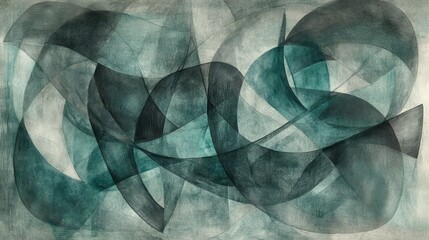 Leinwandbilder - Abstract composition of minimalist pencil strokes and washes in cool tones evokes fluid motion and depth across the canvas