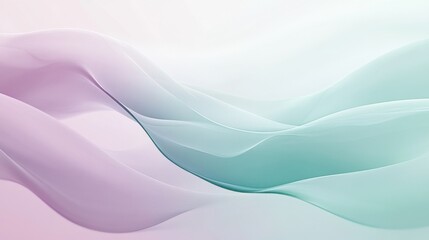 Poster - Minimalist pastel mint and lavender forms create a soft, flowing abstract composition that enhances tranquility