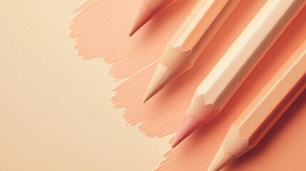 Poster - Dotted pencil strokes design showcasing pencil tips against a soft peach background, representing creativity and artistry