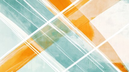 Fototapete - Abstract pencil strokes design featuring pastel mint and orange hues creates a serene and modern aesthetic perfect for contemporary spaces