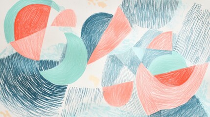 Poster - Exploration of abstract pencil strokes in vibrant colors creating dynamic shapes and movement