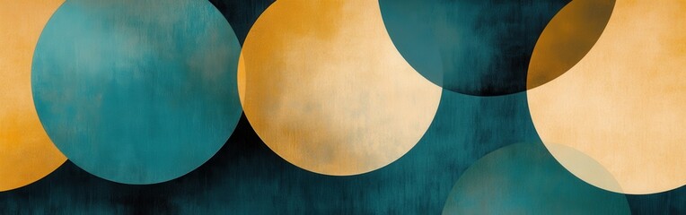 Poster - Abstract overlapping circular patterns in warm and cool tones create a visually captivating composition