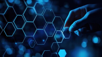 Hand Interacting with Digital Hexagonal Network