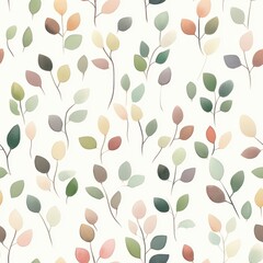 Aufkleber - Delicate watercolor doodles of leaves create a calming, artistic pattern perfect for relaxation and creativity