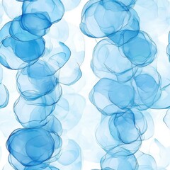 Aufkleber - Gentle doodle cartoon drawing in watercolor, showcasing blue tonal bubbles floating freely on a light background