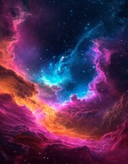 Wall Mural - a multitude of colorful stars and nebula spin across the vast expanse of the universe