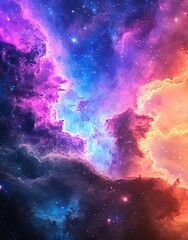Wall Mural - illuminating the universe are colorful nebula and shining stars
