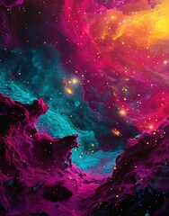 Wall Mural - the combination of colorful nebula and stars results in a mesmerizing cosmic watercolor painting