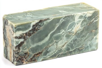 Leinwandbilder - Captivating jade block showcases its unique marbled patterns and natural texture in a studio shot