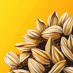 Aufkleber - Delicate sunflower close up with golden petals and vibrant yellow background artful and eye catching aesthetic