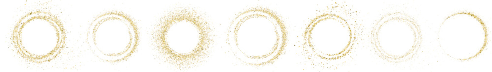 Poster - lowing gold circle with sparkling light effects and a shimmering dust trail. Perfect for luxury designs, magic frames, energy flares, and vibrant decorative elements in a bright abstract style