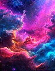 Wall Mural - rotating planets and nebula of various colors exist in the universe