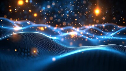 Wall Mural - Abstract Blue and Orange Particle Wave Background