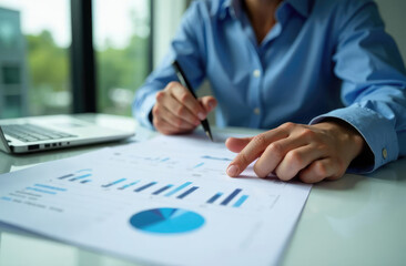 Leinwandbilder - business accounting documents,auditor,management and auditing of office documents,Reports for Tax Time Analysis, Office worker working with documents, pre-approval quality assessment