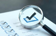 © Alena - magnifying glass and check mark icon,show check the authenticity of the document,concept of rules of conduct rules and policies company regulations Terms and Conditions